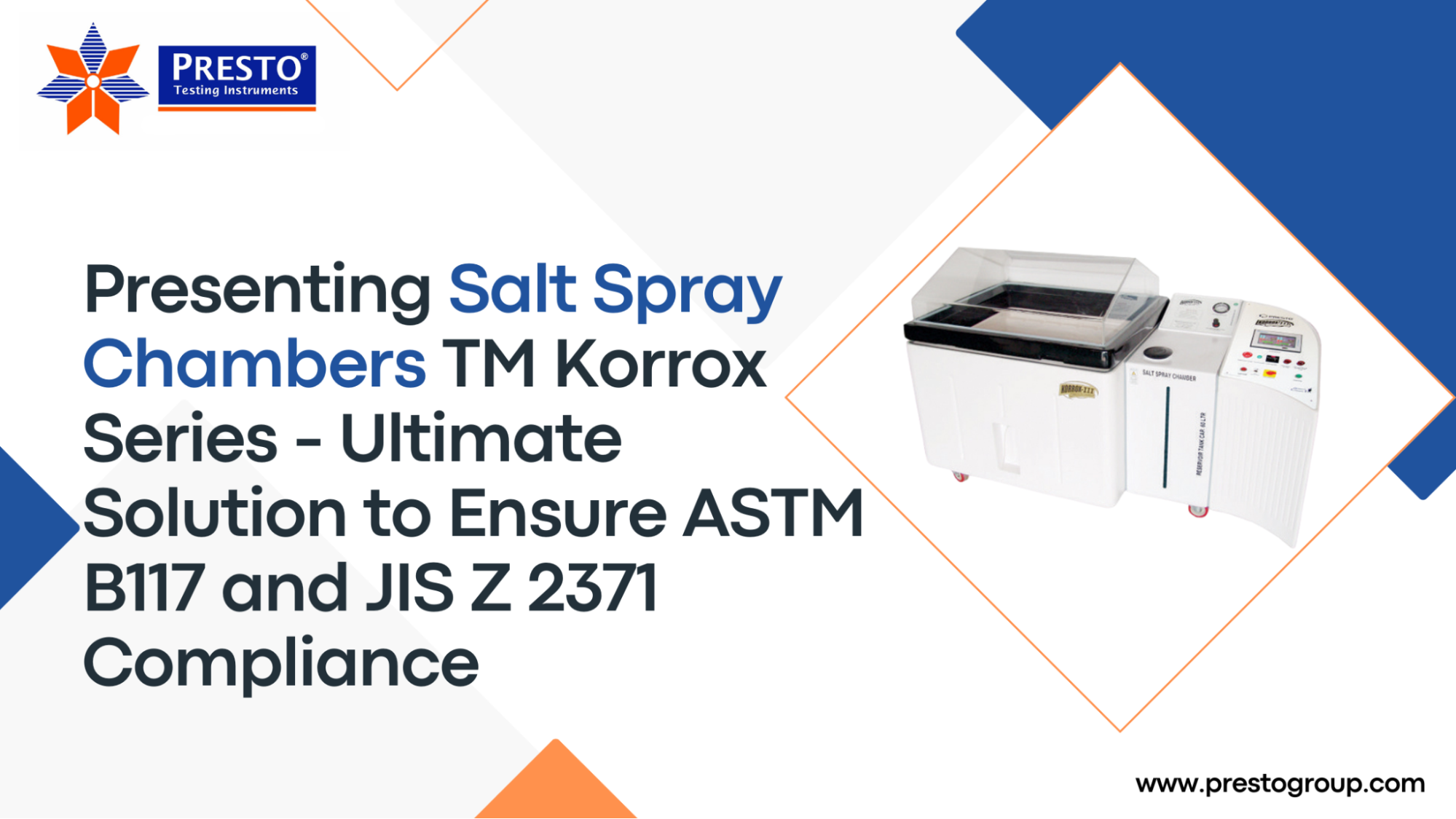 Presenting Salt Spray Chambers  TM Korrox Series - Ultimate Solution to Ensure ASTM B117 and JIS Z 2371 Compliance